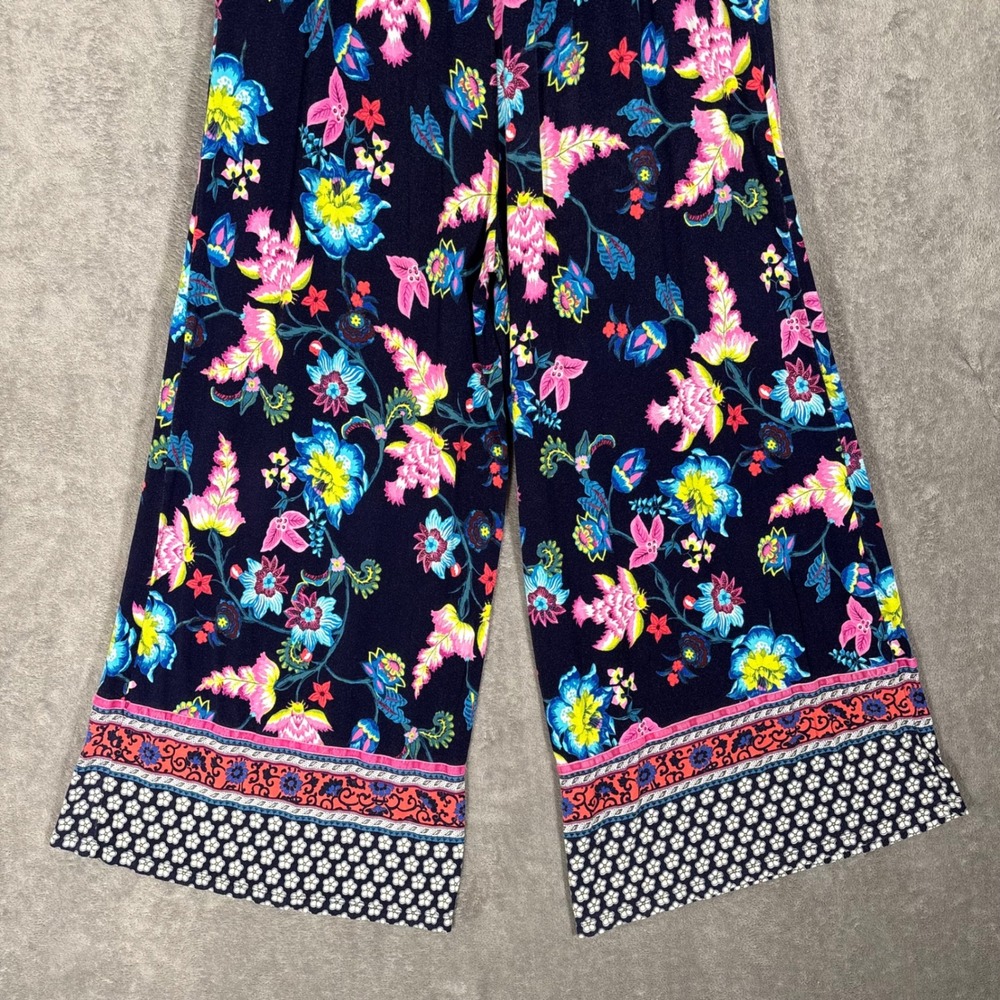 Anthropologie Zadie Sleep Pants Floral Wide Leg Navy Pink High Rise Stretch S - Picture 9 of 16